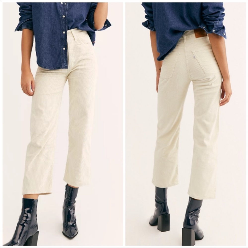 Levi’s | NWT Ribcage Straight Ankle Corduroy Cream - Picture 2 of 8